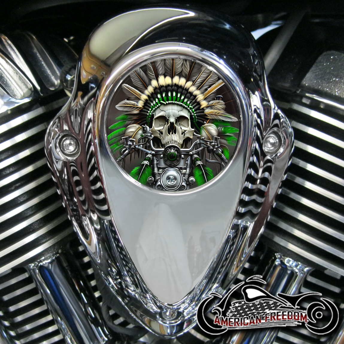 Indian Thunder Stroke Horn Insert - Motor Skull Green